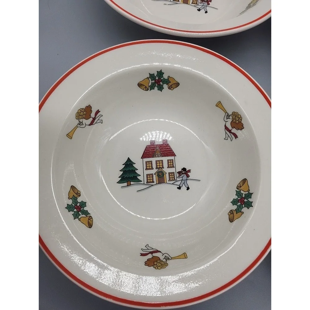 Joy of Christmas Jamestown Stoneware Cereal Salad Bowls Set of 4